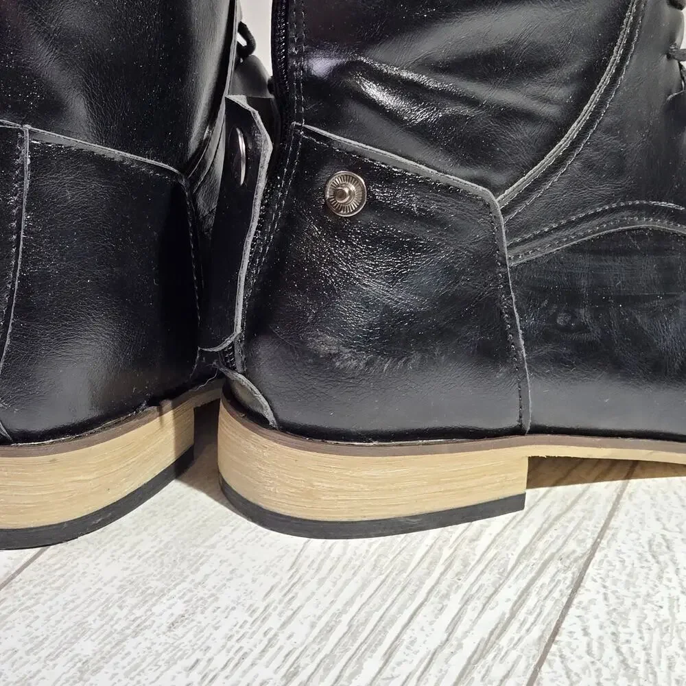 Women's Fashion Riding Tall Boot Zip Back Size 8 (40) Equestrian Military Moto